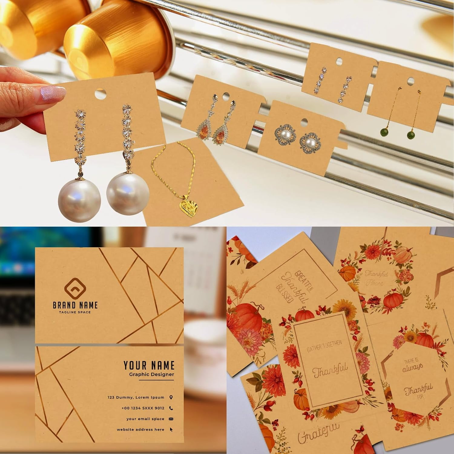 24 Sheets Light Brown Cardstock 8.5 x 11 Kraft Paper, 80lb Card Stock Printer Paper for Invitations, Menus, Crafts, DIY Cards