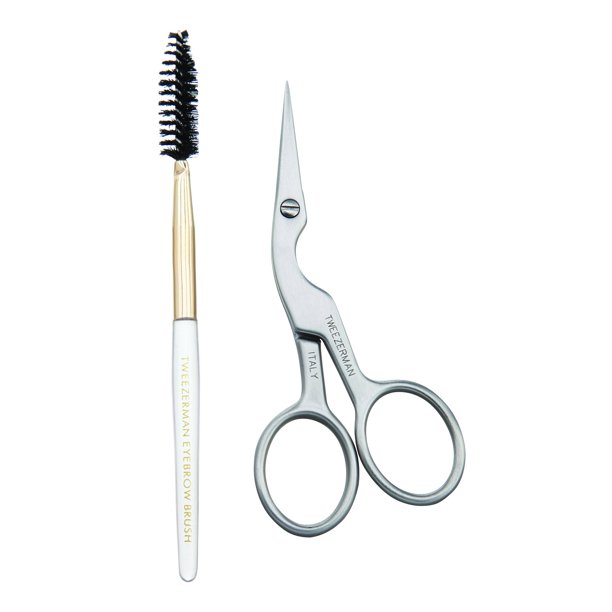 Tijeras y Cepillo para Perfilado de Cejas Tweezerman de Acero Inoxidable
