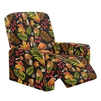 Renewold Mushroom Maple Fern Leaf Recliner Couch Cover Polyester Spandex Reclining Chair Protector 4 Pieces Stretch Recliner Chair Cover Dog Couch Slipcover for Living Room
