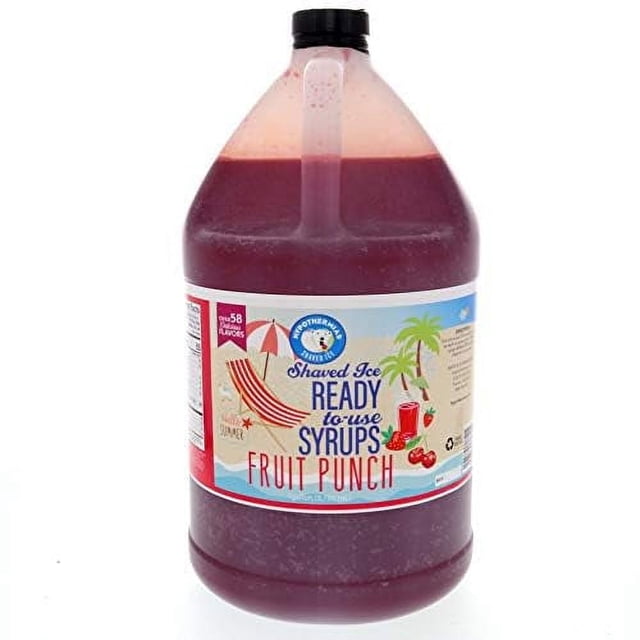 Jarabe de ponche de frutas listo para usar, galón (128 onzas líquidas), sabor a cono de nieve hawaiano, hielo raspado, azúcar de caña 100 % pura
