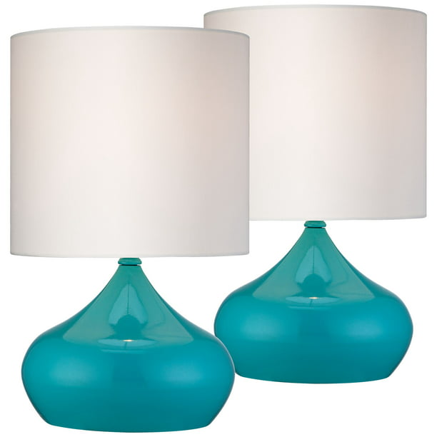 Mid Century Modern Accent Table Lamps, Teal Small Lamp Shade