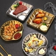 thumbnail image 4 of Homelife Stainless Steel Snack Tray Set with Dipping Bowl Fine Polished Design Sandwich Serving Tray for Sushi Chips Dumplings Salads, 4 of 13