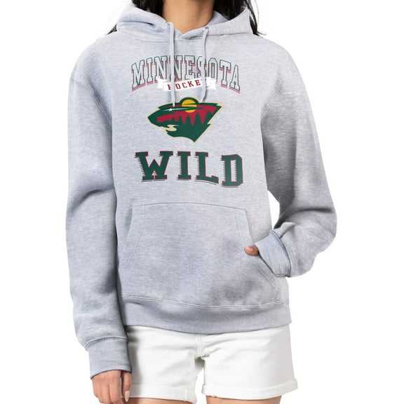 Women's G-III 4Her by Carl Banks Heather Gray Minnesota Wild Team Logo Tri-Blend Fleece Pullover Hoodie