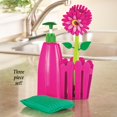 thumbnail image 2 of Flower Brush & Soap Dispenser Kitchen Set, Pink, 2 of 3