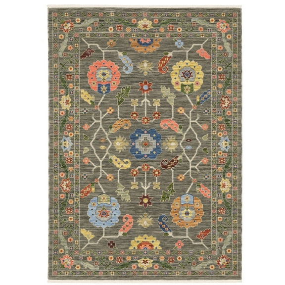 Oriental Weavers Lucca Wool Blend Area Rug - 5506K - 2' x 3' - in Gray/ Multi - Vintage Inspired, Wool Blend, Entryway, Bathroom Accent Rug