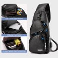thumbnail image 3 of Mochila bandolera de piel para hombre con puerto USB, 3 of 8
