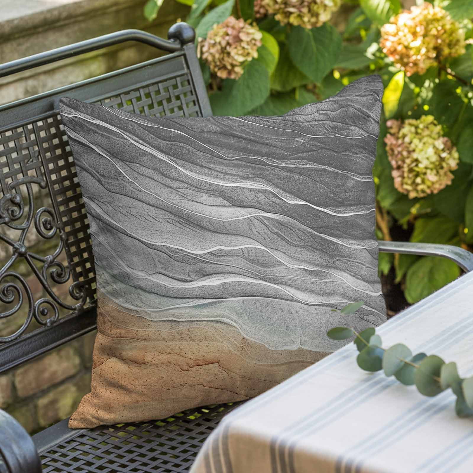 Pillow Covers 26x26 Inch, Grey Ombre Coastal Linen Pillowcase with Invisible Zipper, Summer Nautical Beach Ocean Seaside Decorative Throw Pillow Covers Cushion Case for Couch Sofa Bed Living Room