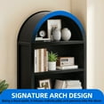 thumbnail image 3 of Dextrus 71 " Tall Bookshelf with Storage, Wooden Arched Bookcase with 2 Drawers and Shelves for Living Room, Black, 3 of 8