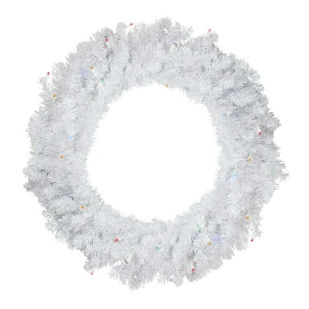 Darice 24" Prelit LED Snow White Artificial Christmas Wreath - Multi Lights