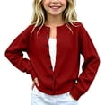 thumbnail image 5 of Mooqilaa Girls Cardigan Sweater, Long Sleeve Ribbed Knit Casual Button Front Fall Winter Cardigans Size 13-14 Years Wine, 5 of 5