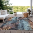 thumbnail image 5 of HomeRoots 623382 10 x 14 ft. Blue & Gold Floral Washable Transitional Indoor & Outdoor Rectangle Area Rug, 5 of 9