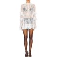thumbnail image 2 of White Womens Lace Mini Dress Long Sleeve High Neck See-Through Cocktail Party Dress, 2 of 6