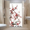 thumbnail image 3 of Red Floral Shower Curtain for Bathroom 60Wx72L Inch Cherry Blossom Flower Plum Asian Japanese Aesthetic Watercolor Traditional Weeping Branch Ink Scenery Waterproof Polyester Fabric Bathtub, 3 of 6