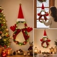 thumbnail image 4 of Ywbawe 21in Christmas Wreath with Lights Snowman Shaped Wicker Ring Christmas Tree Ornament for Home Door Hanging, 4 of 8