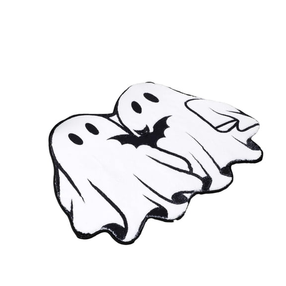 Halloween Bath Rug 19.7*31.5 Inch Ghost Bat Pattern Goth Bath Mat Spooky Black White Gothic Bathroom Rug Non Slip Front Door Mat Carpet for Bedroom Home Living Room Kitchen Floor Decor Supplies