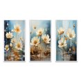 thumbnail image 2 of Designart "Blossoming White Daisy under Teal Blue Sky II" Flowers Framed Wall Art Set Of 3 - White Traditional Frame Gallery Set For Office Decor, 2 of 6