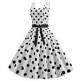 thumbnail image 2 of IBTOM CASTLE Women Vintage Polka Dots Spaghetti Strap Dress 1950s Rockabilly Cocktail Tea Party Homecoming Swing Dresses XL White, 2 of 8