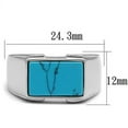 thumbnail image 2 of Mens Ring Rectangular Turquoise Stainless Steel Ring in Sea Blue, 2 of 7