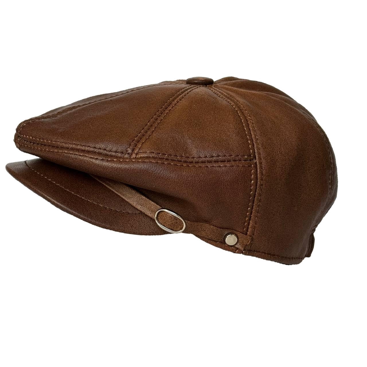 Lukkizara Leather Ivy Cap Men,s Newsboy Hat Cabbie Beret Real Leather Hat Vitage Style (US, Alpha, Medium, Camel)