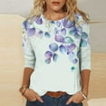 thumbnail image 2 of hxobax Womens Floral T Shirts 3/4 Sleeve Cute Tunic Tops Summer Casual Basic Tee Classic Tshirts Top, 2 of 5