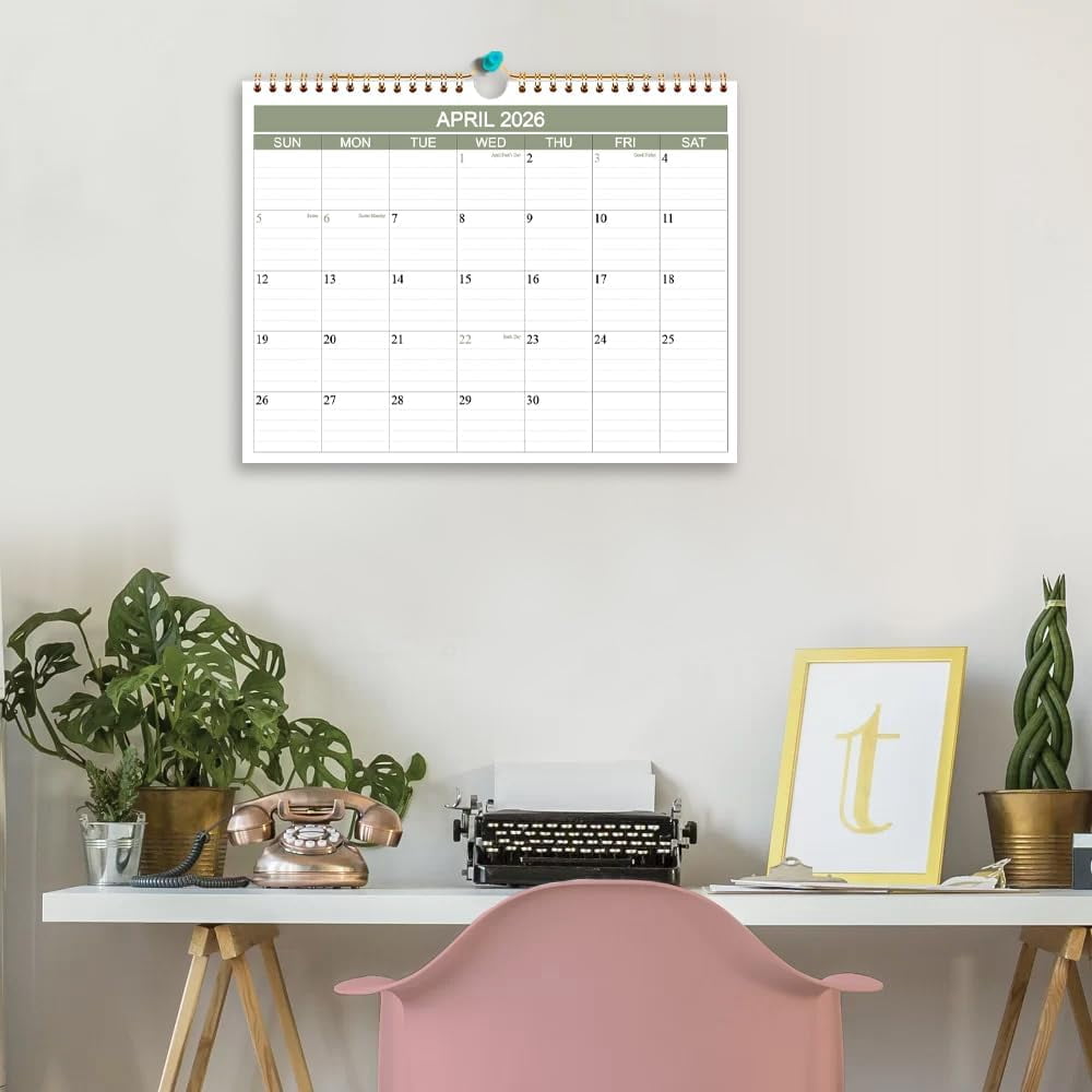 2026-2027 Calendar- Wall Calendar 2026-2027 Runs from April 2026 to June 2027-15 Months Calendar with Thick Paper for Home or Office, 8.5 x 11 Inches, Green