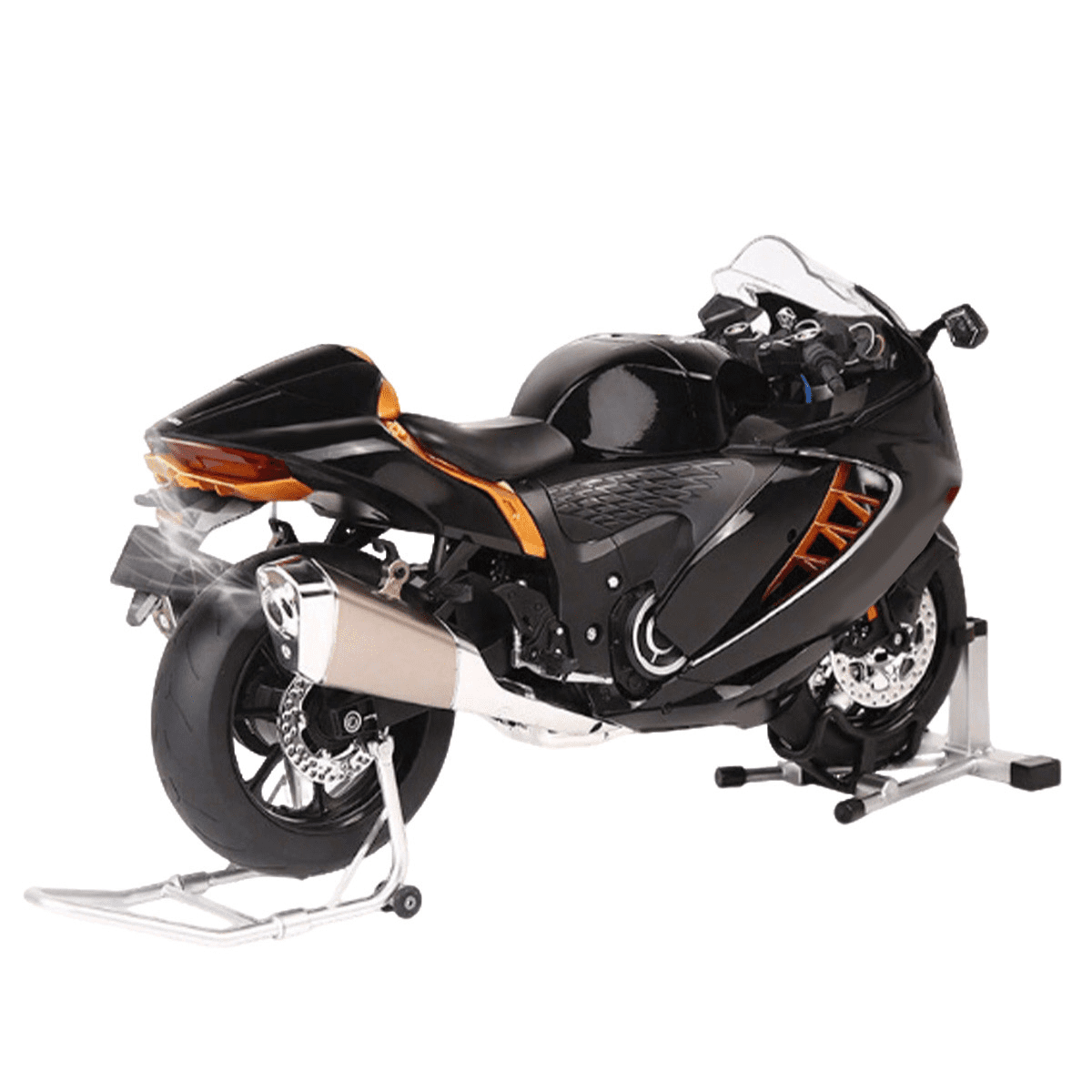 1/6 Scale Alloy Dynamic RC Motorcycle, Realistic Simulation Sports RC Dirt Bike with Ignition Sound, Exhaust Smoke Effects & Light-Up Functions for Adults