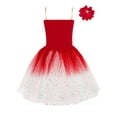 thumbnail image 4 of Haitryli Kids Girls Sparkly Strap Ballet Skirted Leotard Dance Tutu Dress Ballerina Performance Outfit and Headwear Red 11-12, 4 of 6