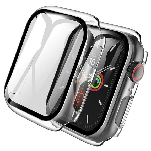 For Apple Watch Series 9/8/7 [45mm] Case, IC ICLOVER Full Cover Snap-On Cover with Built-in Clear Glass Screen Protector Anti-Scratch & Shockproof Hard PC Transparent Bumper iWatch Series 7/8/9 45mm