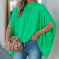 thumbnail image 2 of Sarapandan Summer Women's Loose Fit Collared T-Shirt with Half Sleeves - Viridis Green, Size M, 2 of 6