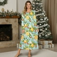 thumbnail image 4 of SEANATIVE Women's Nightshirt with Button Front Cozy Long Sleeve Pajama Dress Full-Length Pjs Nightgown House Coat for Lounge Sleep Home, 2XL, Lemon Flower Strawberry, 4 of 7