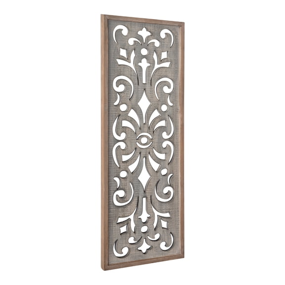 Kate and Laurel Palmares Rustic Decorative Wall Panel Solid Print Abstract Framed Canvas Art Print, 12" x 31.5"