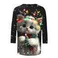 thumbnail image 5 of Fznquz Crew Neck Tops for Women Casual Fall Winter Loose Fit Shirt 3/4 Sleeve Cat Cute Graphic Tops,XXXXXL, 5 of 5