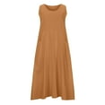 thumbnail image 4 of Maxi Dresses for Womens 2025 Plus Size Fashion Casual Solid Color Sleeveless Cotton Linen Long Dress, 4 of 5