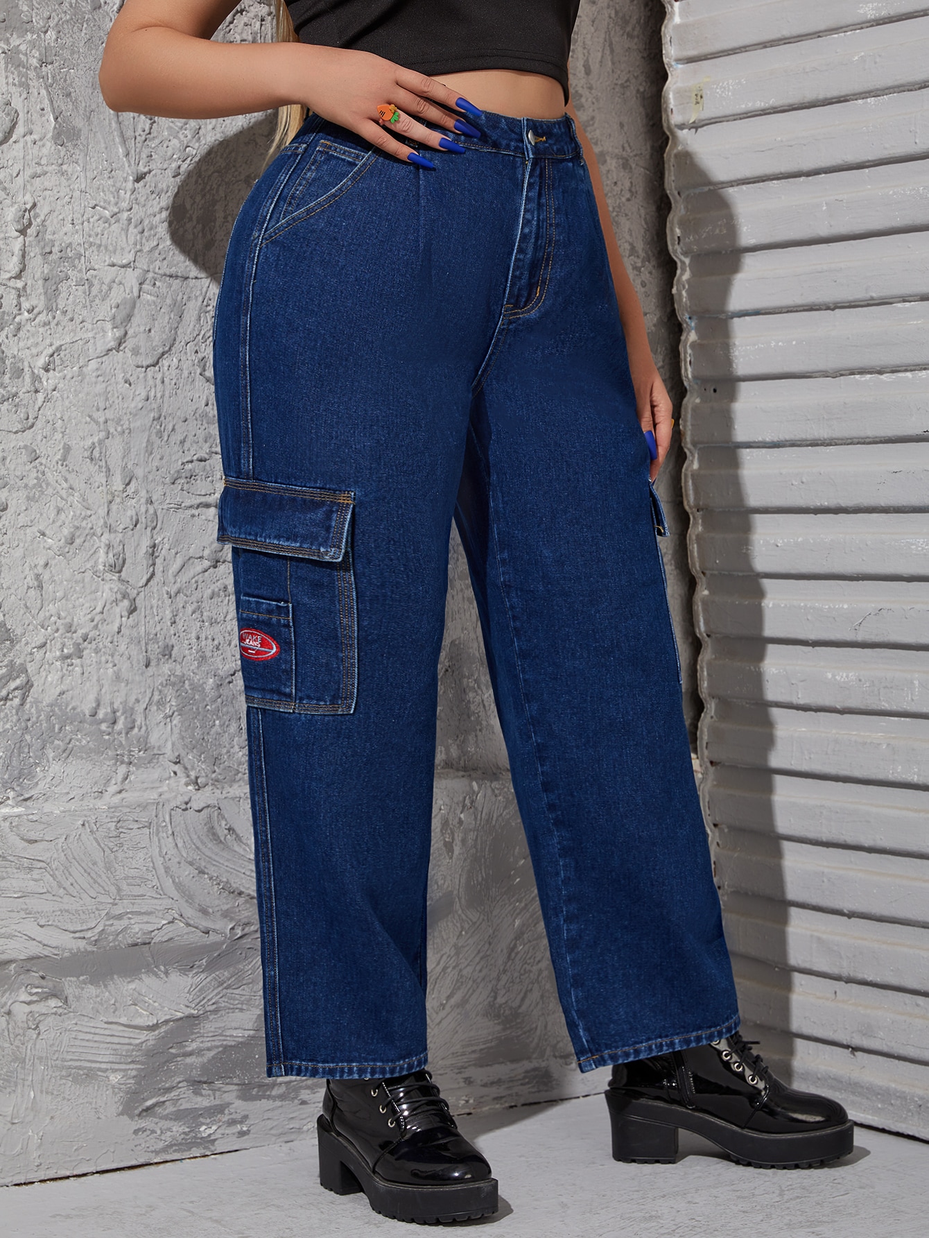 Women's Plus Size High Waist Patched 