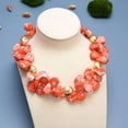thumbnail image 4 of K-KED Teardrop Orange Coral Gold Plated Beads Choker Necklace Handmade For Women, 4 of 6