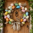 thumbnail image 6 of Easter Decorative Wreath With Eggs Bunnies and Burlap Bows, Rustic Wall Garland for Front Door Mantel Table Display, Elegant Long-Lasting Spring Holiday Decor for Farmhouse Home Party Celebration, 6 of 7
