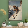 thumbnail image 2 of Bavarian Mountain Scent Hound Cute Dog Skiing Stretched Canvas Size 8x12 – Retro Bavarian Mountain Scent Hound Dog Batter in Action With Skiing for Themed Living Room, 2 of 5