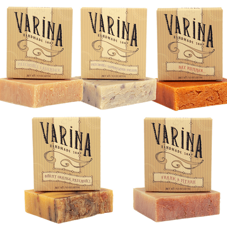 Varina Handmade Soap Patchouli Variety 5 Pack Gentle Bar Soaps, 4.5 oz