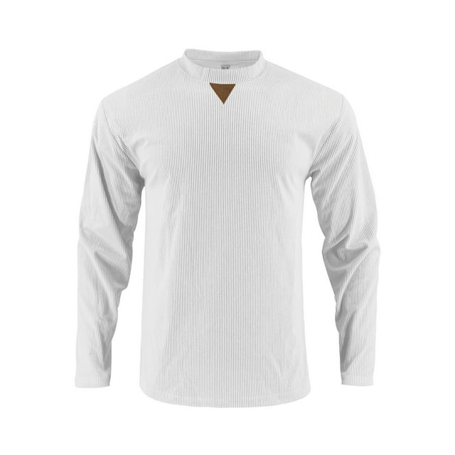 Qtocio Chandails pour Hommes Décontractés, Couleur Unie en Velours Côtelé, Col Rond, Manches Longues, Chandail Chaud
