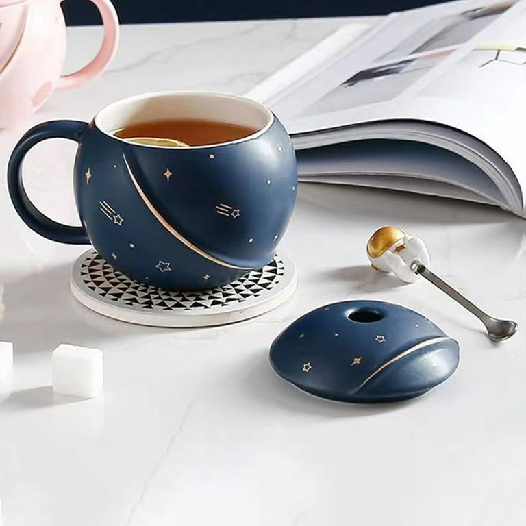 Tasse à café en céramique avec couvercle, tasse d'astronaute spatiale 3D  créative Ins, cuillère à la maison, verres de bureau, tasse à thé Simple