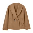 thumbnail image 4 of DHFJKG Womens Crop Pea Coat Jacket Shawl Collar Solid Color Casual Cropped Outerwear Lightweight Fall Winter Stylish Coat, 4 of 4