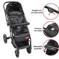 thumbnail image 3 of Carriola para Bebé Manubrio Reversible Plegable Ruedas con Freno Apto desde 0 meses Soporta hasta 18 kg - Negro, 3 of 7
