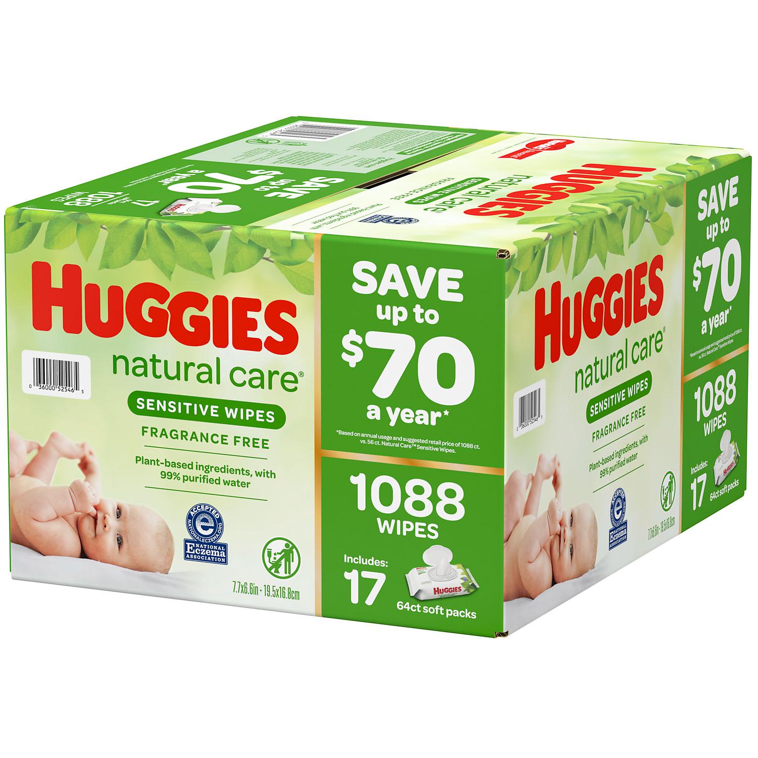 Huggies Natural Care Sensitive Baby Wipes, Unscented, (17 flip-top pks., 1088 wipes) - image 3 of 3