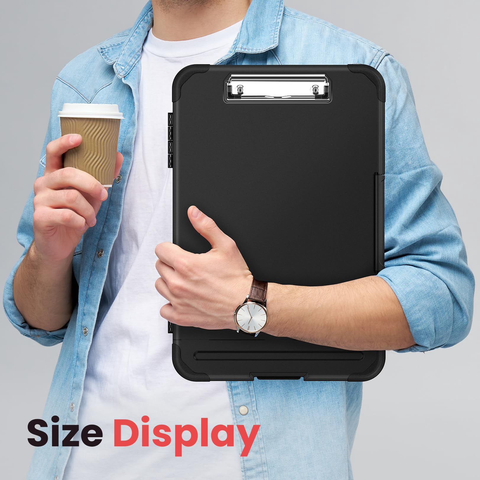 Reinforced Clipboard With Storage  Inner Plastic Folder Attached Heavy Duty Clip Boards 8.5x11 Pen Holder High Capacity Clipboards For Teacher Office Home Letter / A4 Size