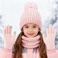 thumbnail image 4 of LIZENG Kids Winter Hat Scarf Gloves Set Children's Warm Knit Lined Pompom Hat for Kids Perfect for Boys and Girls, 4 of 5