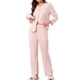 thumbnail image 2 of Conjuntos de Pijamas para Mujeres con Encaje, Manga Larga, Botones, Pantalones de Dormir con Cintura Elástica y Bolsillos, L Rosa, 2 of 6
