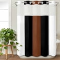 thumbnail image 3 of Brown Black White No Hook Shower Curtain Waterproof, Bathroom Curtains with Snap in Liners and See Through Top Window, Contemporary Boho Modern Art Hotel Style Bathtub Curtains Shower 48"Wx72"L, 3 of 8