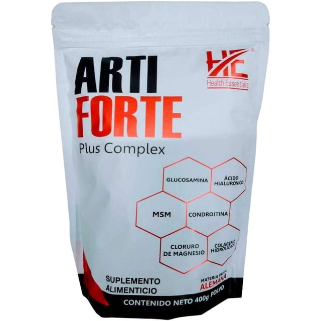 ARTIFORTE (Colágeno ,Glucosamina, Condroitina, MSM, Cloruro de Magnesio, Ácido Hialurónico) POLVO 400G Huesos y Articulaciones más Fuertes para que te Sientas Mejor Coliber Natura HEALTH ESSENTIAL