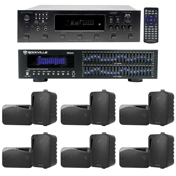 Technical Pro 6000w 6-Zone, Home Theater Bluetooth Receiver  12) 4" Speakers EQ