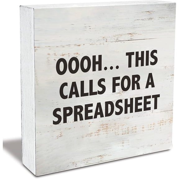 Cskhip This Called for a Spreadsheet Wood Box Sign Rusitc Wooden Box Sign Farmhouse Home Office Desk Shelf Decor 7x7 inch